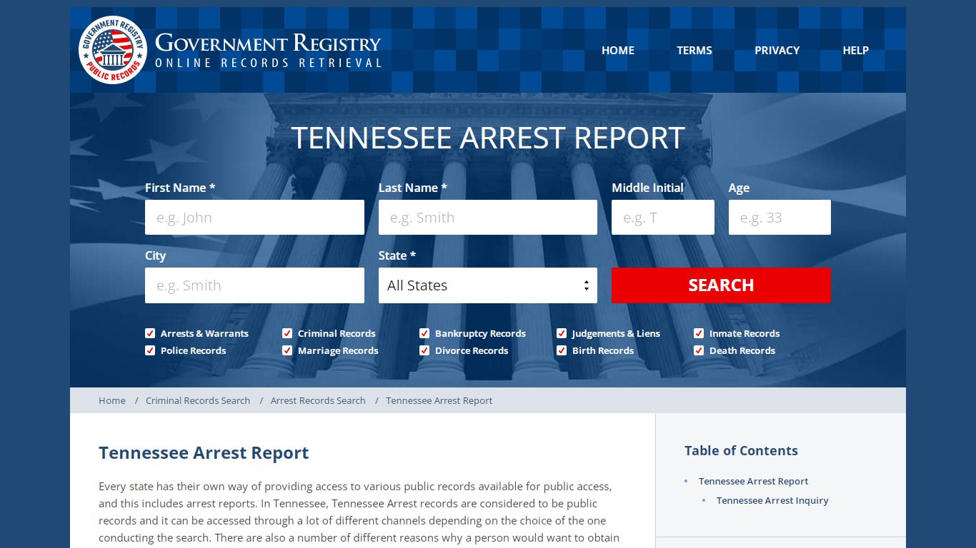 Tennessee Arrest Report | Arrest Records In Tennessee ...